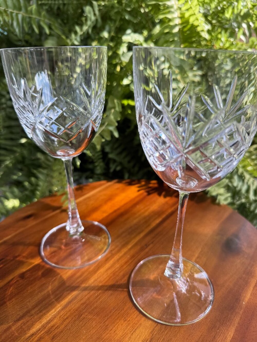 Set of 2 Vintage Lenox Radiance Crystal Wine Glasses, Hand Cut Stemware